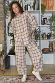 Patrick Plaid Brushed Cotton Demi Bloom Pant Mocha Blush